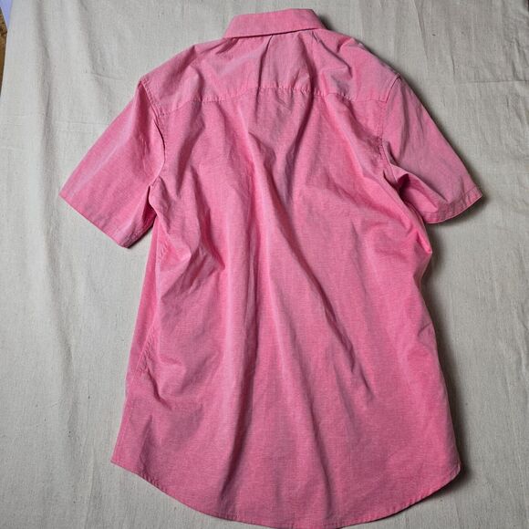 Craft‎ + Flow Button Up Short Sleeves Pink Wash Cuff Sleeves Shirt Size Medium - Picture 2 of 14
